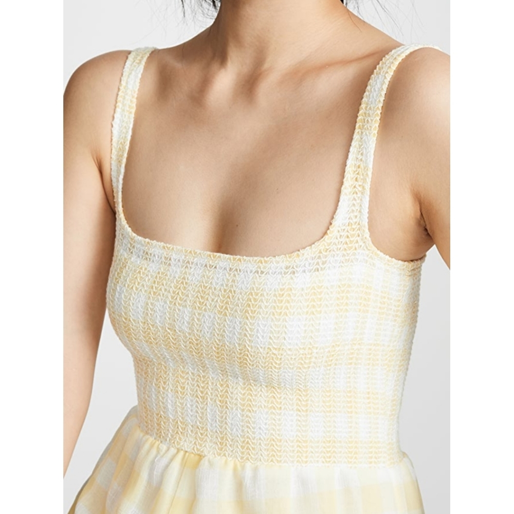 Anthropologie Capulet Wren Smocked Jumpsuit Yellow Gingham Sz L NWT - Picture 4 of 14